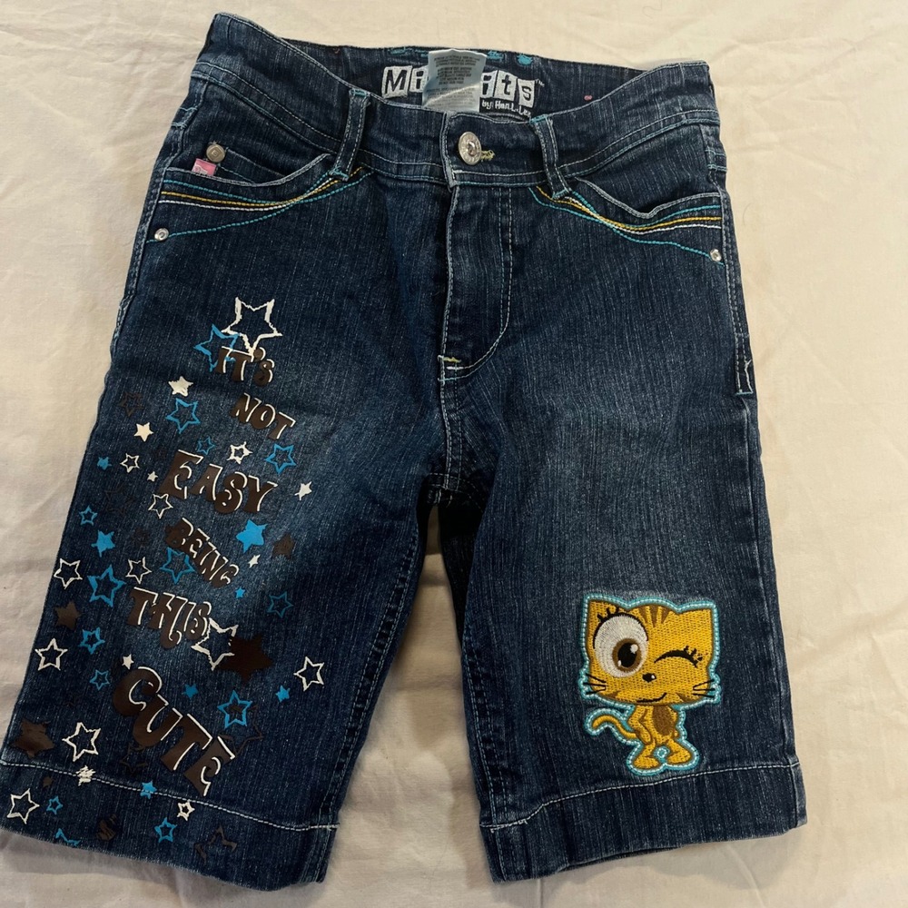 Miskits Cat Girls Jeans Bermuda Shorts Size 8 Dark Wash